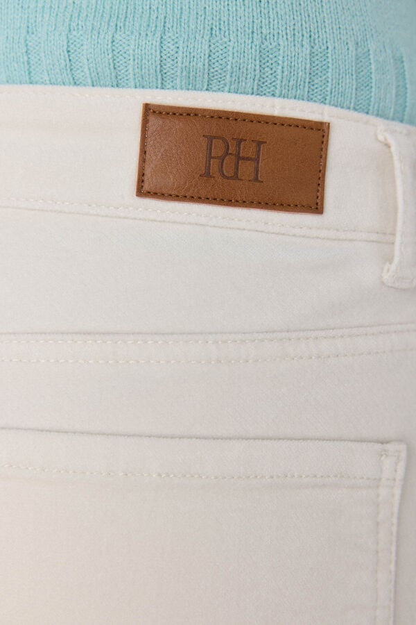 Pedro del Hierro Cal&ccedil;a flare de veludo cropped Ecru