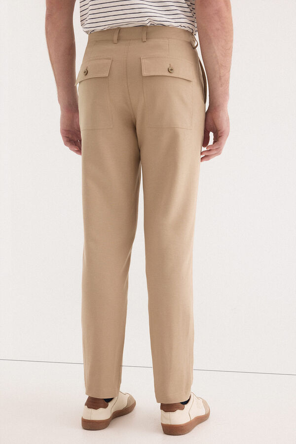 Pedro del Hierro Cal&ccedil;as worker regular em linho Beige
