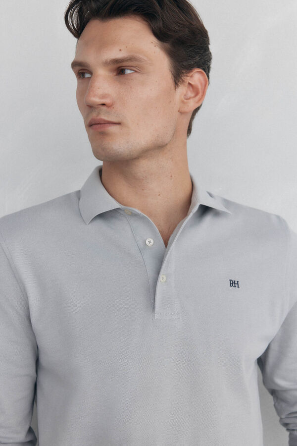 Pedro del Hierro Polo b&aacute;sico manga larga Gris