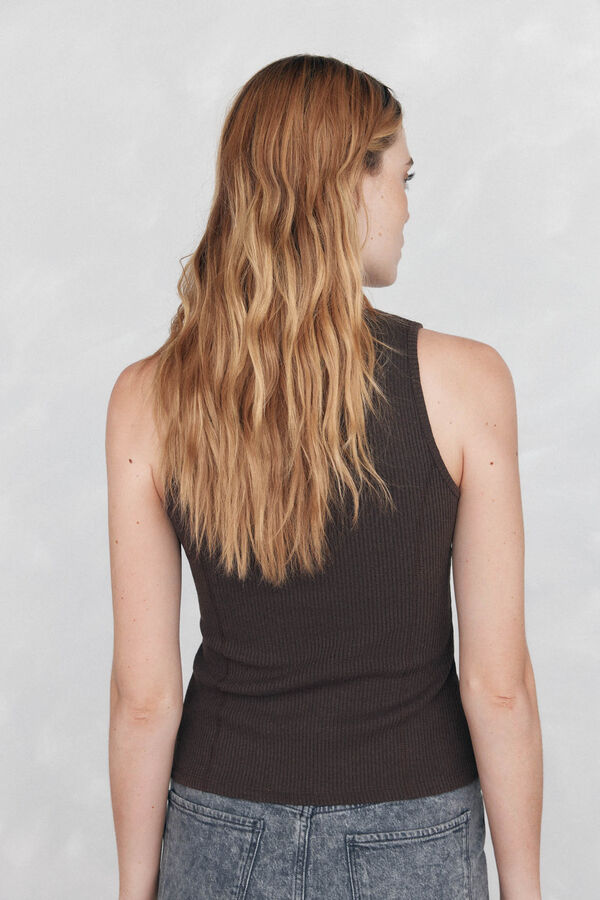 Pedro del Hierro Camiseta canale tirantes Marr&oacute;n