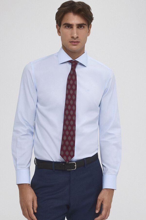 Pedro del Hierro Camisa social lisa que n&atilde;o pode ser passada a ferro + resistente a manchas Azul