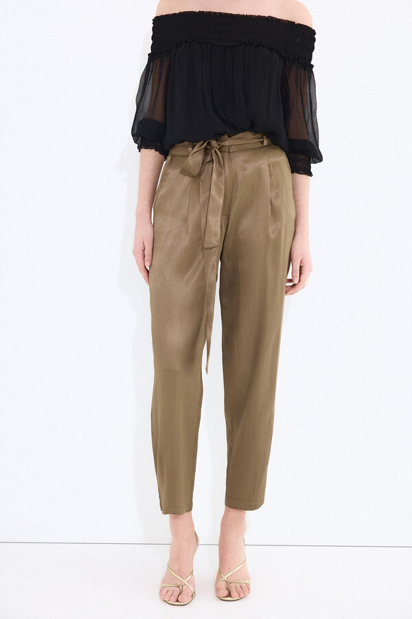 Pedro del Hierro Cal&ccedil;a em cetim verde Verde
