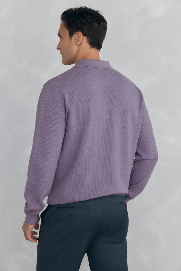 Pedro del Hierro malha estruturado de malha fina com gola polo  P&uacute;rpura