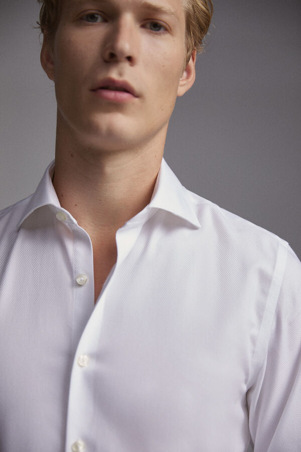 Pedro del Hierro Camisa de vestir botões de punho Tech-Non Iron tailored Branco