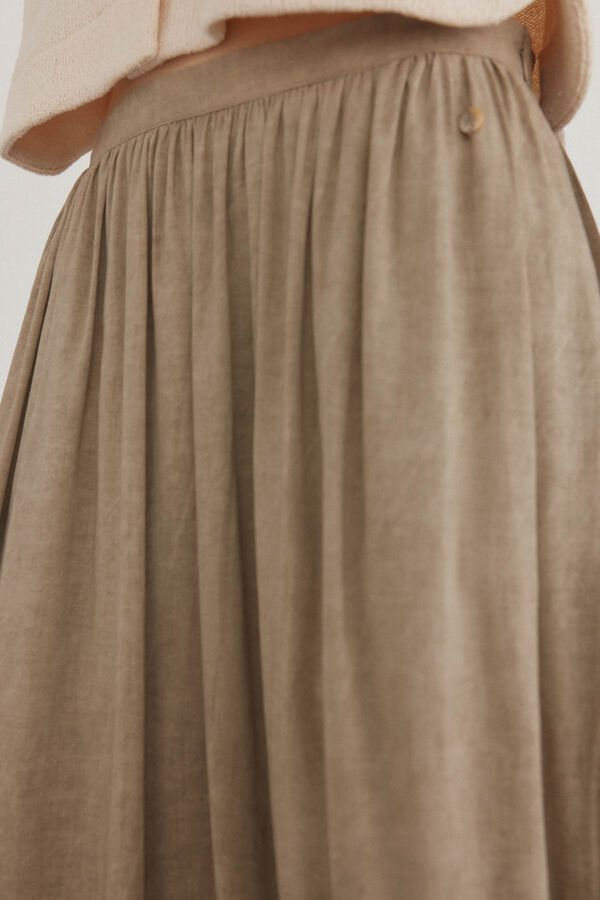 Pedro del Hierro Saia midi volume de linho Verde