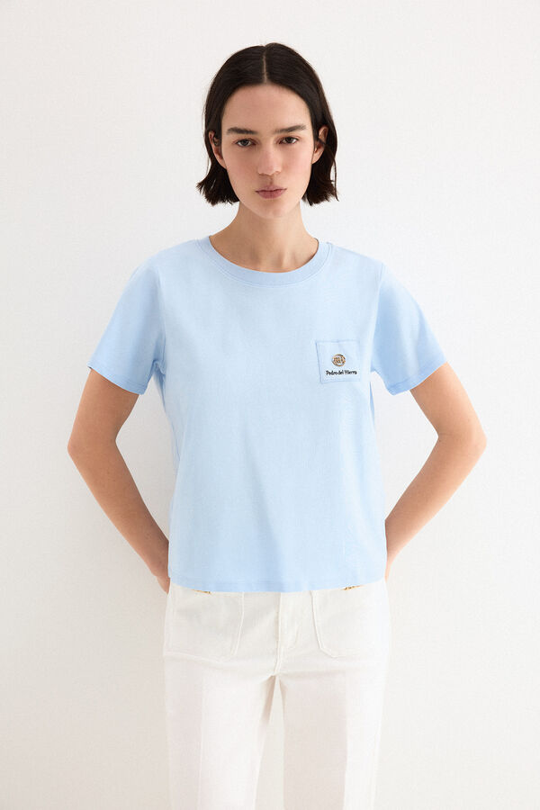 Pedro del Hierro Camiseta b&aacute;sica chapita Azul