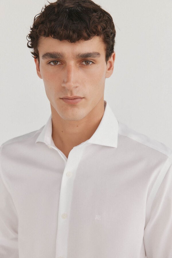Pedro del Hierro Camisa social fina sem ferro + resistente a manchas Branco