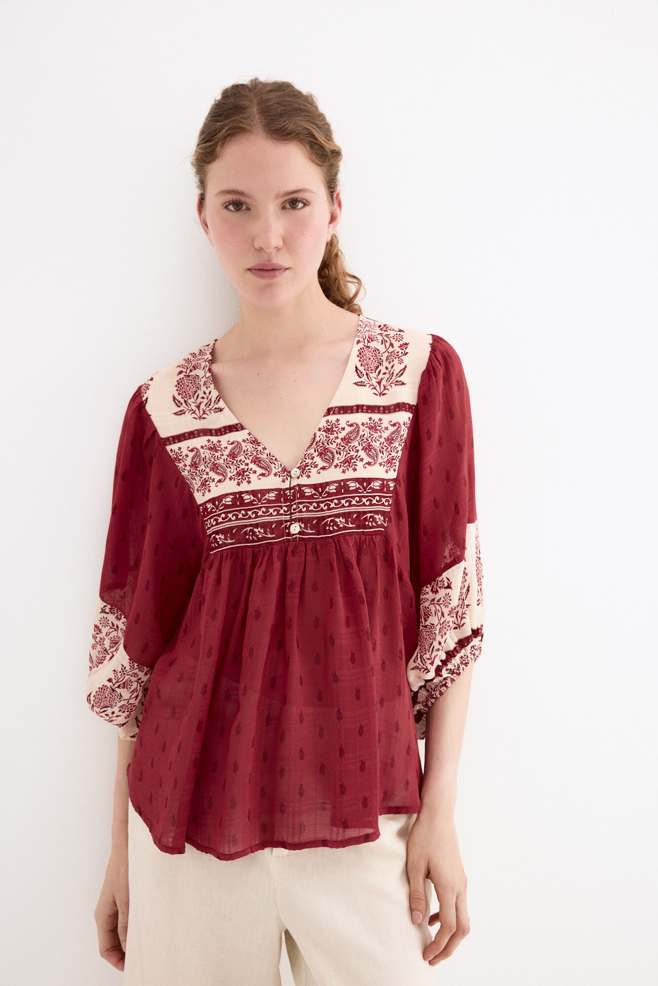 Pedro del Hierro Blusa estampados combinados