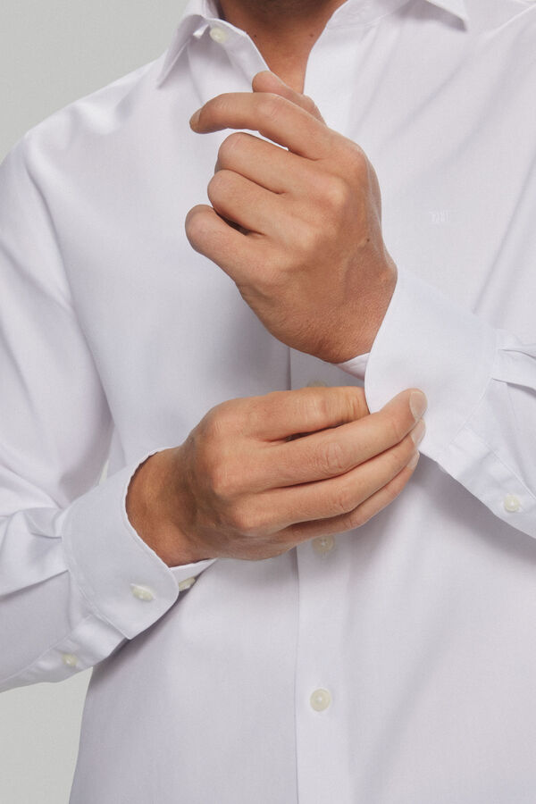 Pedro del Hierro Camisa pinpoint lisa non-iron + anti manchas Branco