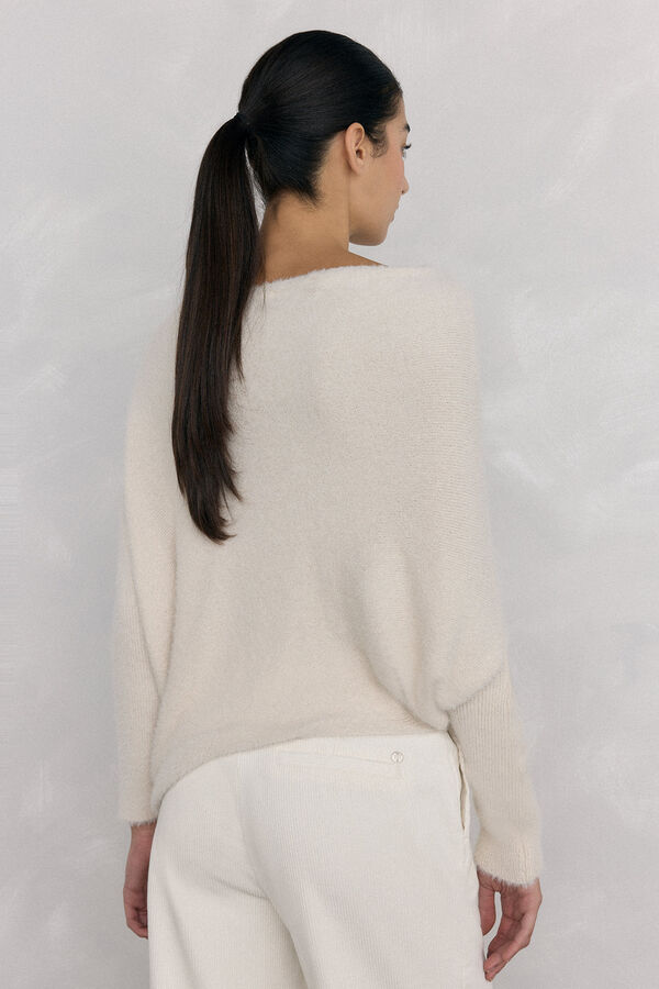 Pedro del Hierro Jersey asim&eacute;trico hilatura con brillo Beige