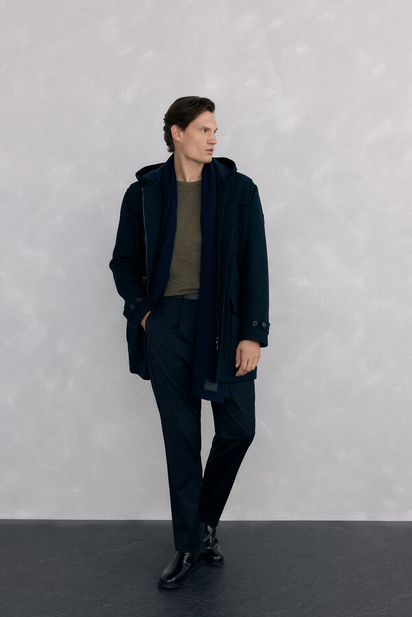 Pedro del Hierro Trenca lana alamares Azul