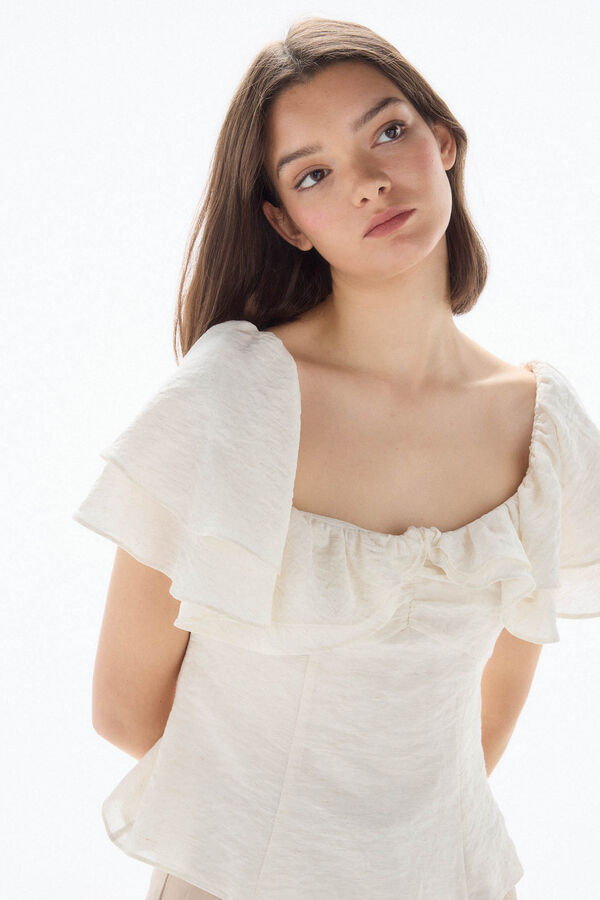 TFP by Tamara Falcó Top rústico volantes Blanco