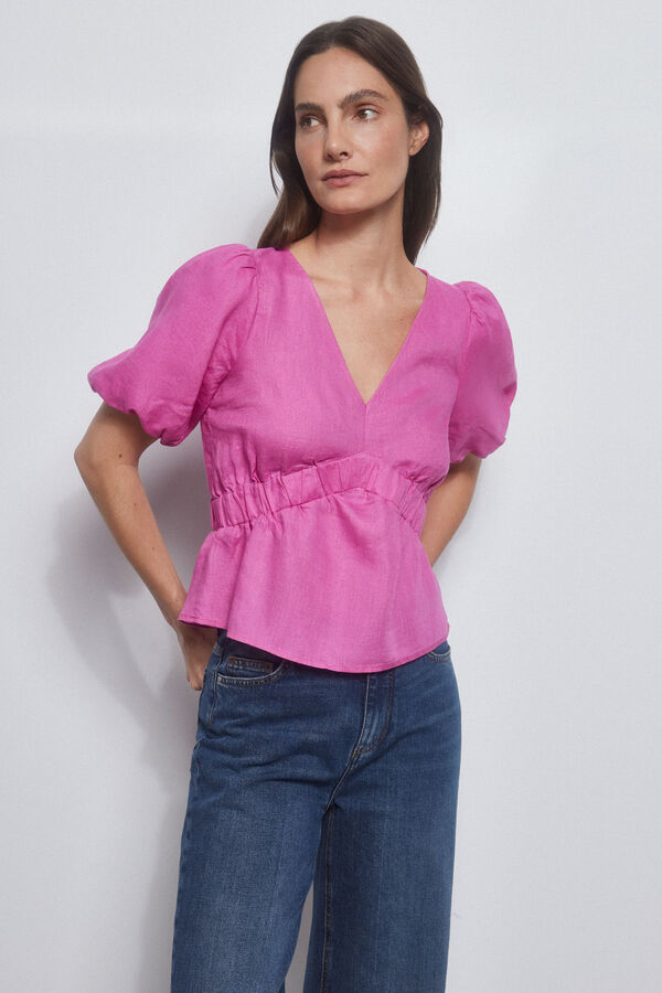 Pedro del Hierro Top lino manga corta Morado