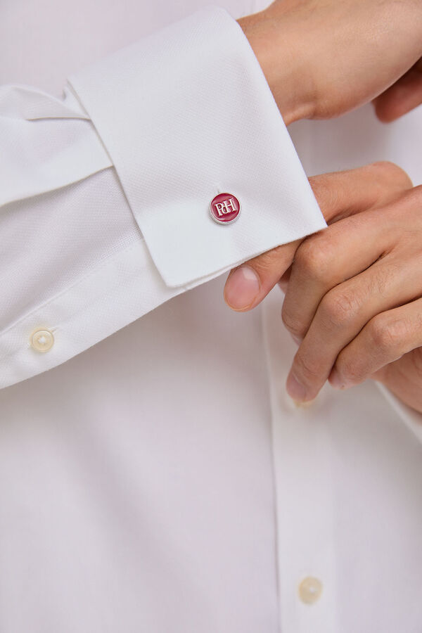 Pedro del Hierro Camisa vestir pu&ntilde;o gemelo non iron y antimanchas estructura lisa regular fit Branco