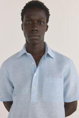 Pedro del Hierro Camiseta manga curta em tecido linho Azul