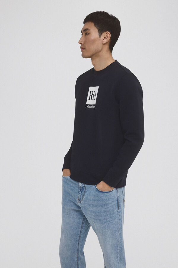 Pedro del Hierro Sudadera logo cuello caja Azul