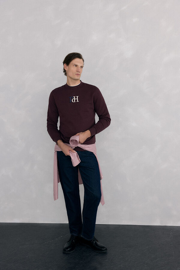 Pedro del Hierro Sudadera logo cuello caja Burdeos