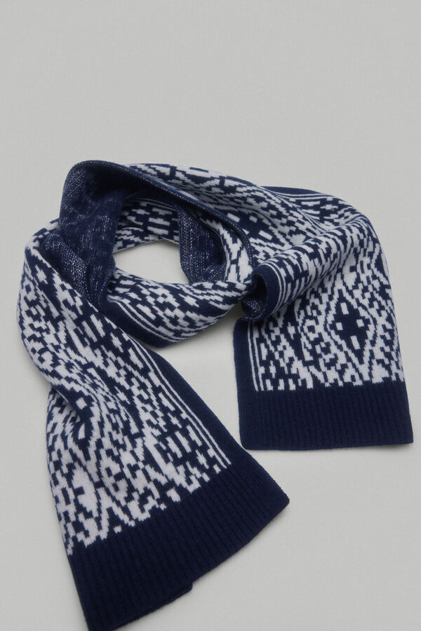 Pedro del Hierro Cachecol de malha jacquard Azul