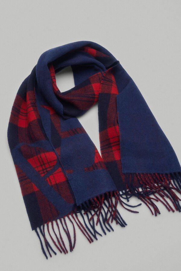 Pedro del Hierro Cachecol tecido xadrez Azul