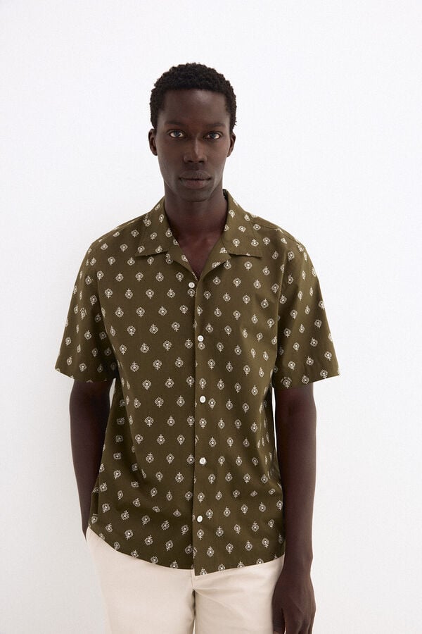Pedro del Hierro Camisa estampada manga curta Verde