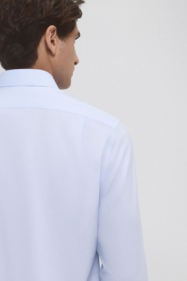 Pedro del Hierro Camisa social lisa que n&atilde;o pode ser passada a ferro + resistente a manchas Azul