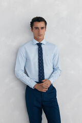 Pedro del Hierro Camisa social lisa, slim fit, resistente a manchas e n&atilde;o engomada Azul