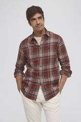 Pedro del Hierro Camisa de twill em xadrez de cashmere touch Laranja