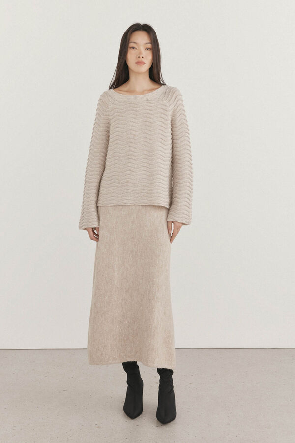 Pedro del Hierro Saia de malha com lantejoulas Cizento