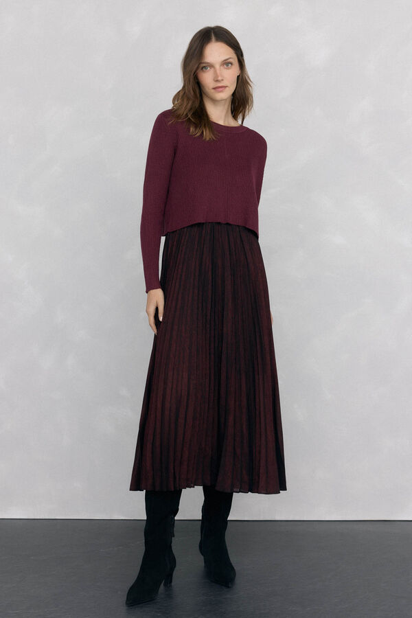 Pedro del Hierro Vestido de duas pe&ccedil;as com glitter Bordeaux