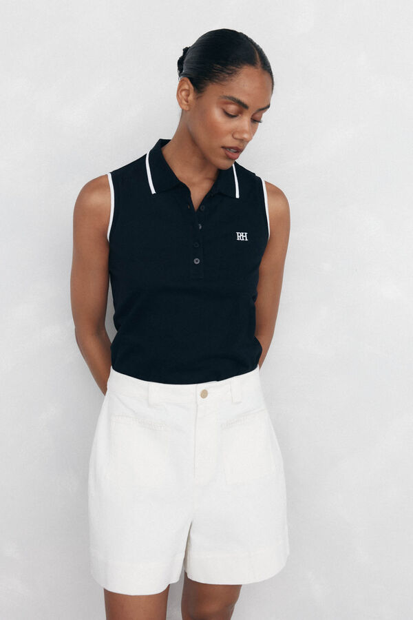 Pedro del Hierro Polo sin mangas contrastes Negro