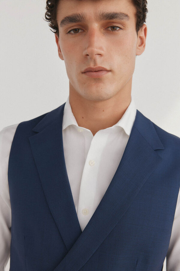 Pedro del Hierro Chaleco cruzado cuadros Azul