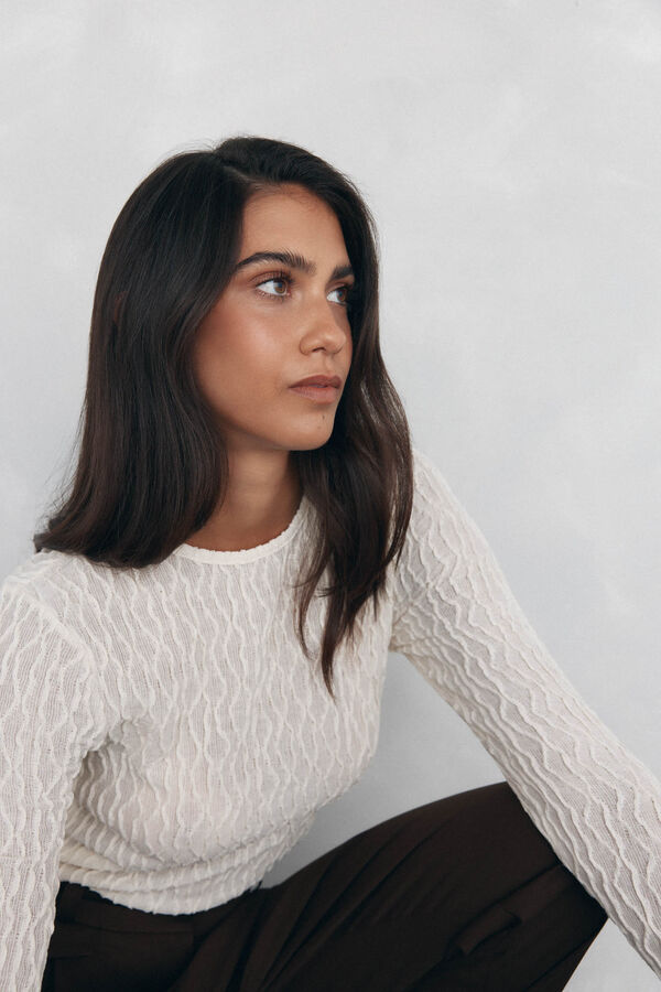 Pedro del Hierro Camiseta estructura manga larga Crudo