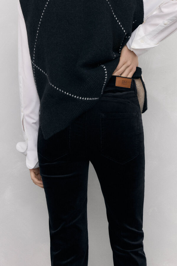 Pedro del Hierro Cal&ccedil;a flare push-up de veludo Preto