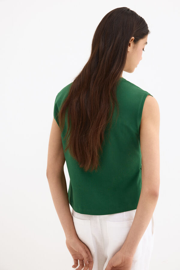 Pedro del Hierro T-shirt assim&eacute;trica sem mangas com detalhes de bot&otilde;es Verde