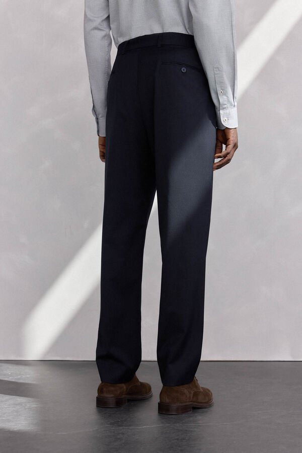 Pedro del Hierro Pantal&oacute;n pinzas lana Azul