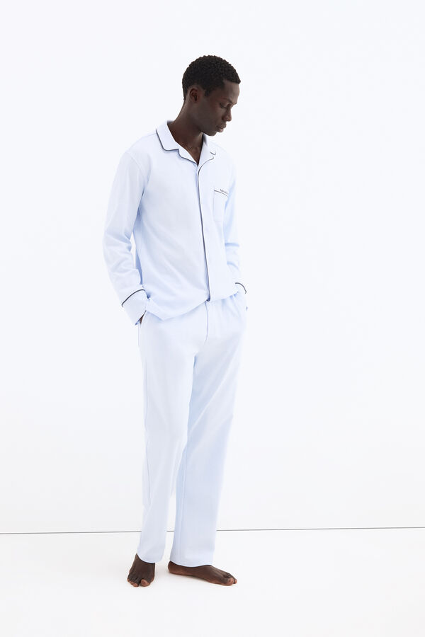 Pedro del Hierro Cal&ccedil;a comprida de pijama em algod&atilde;o espanhol Azul