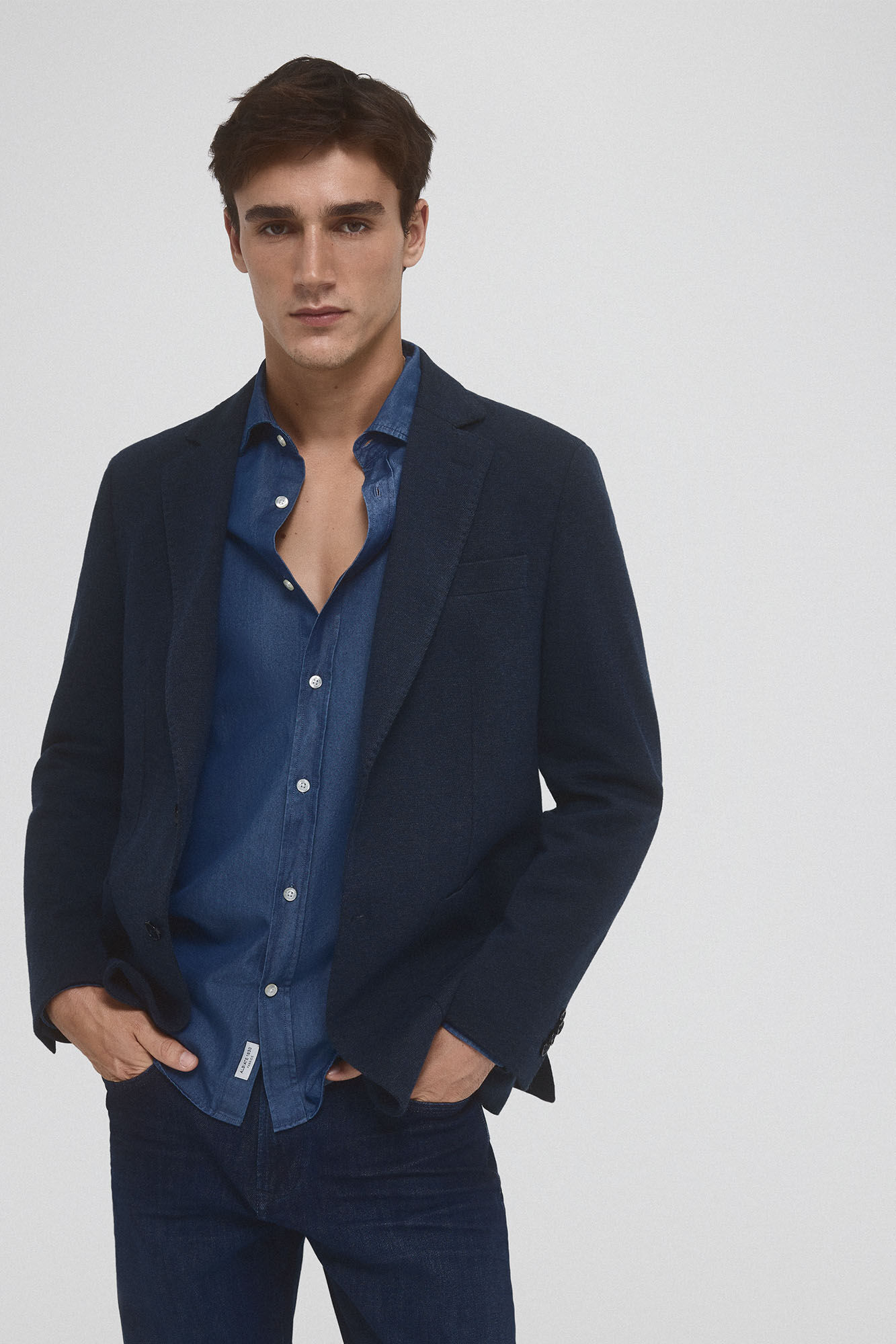 Pedro del Hierro Blazer de malha com debruns remov&iacute;veis