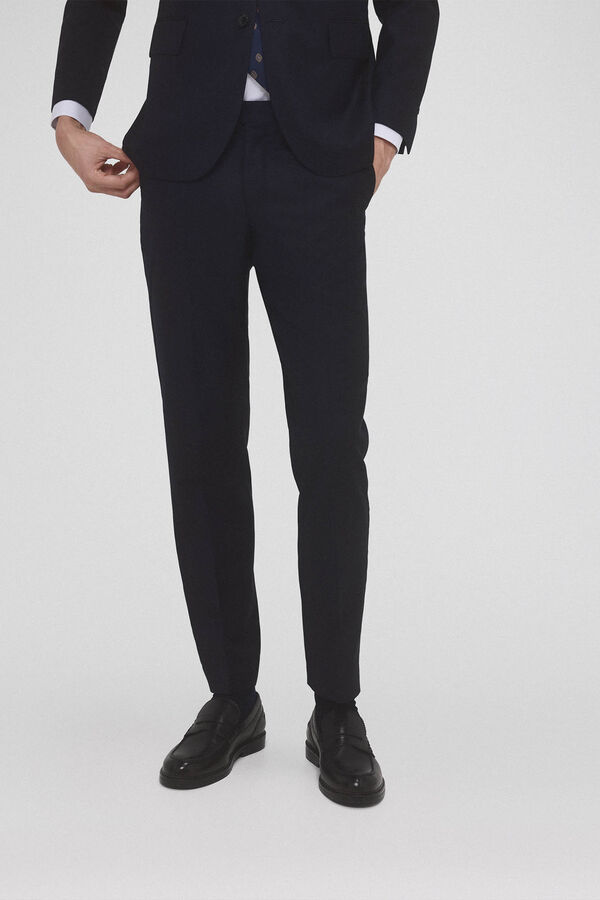 Pedro del Hierro Pantal&oacute;n de traje tejido ojo de perdiz Azul