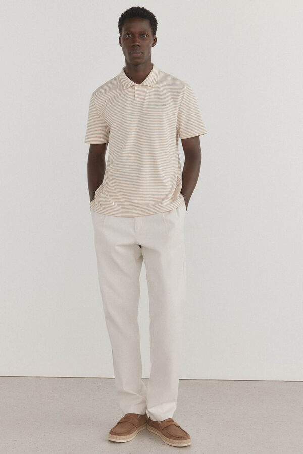 Pedro del Hierro Cal&ccedil;as cal&ccedil;as chino de algod&atilde;o e linho Ecru