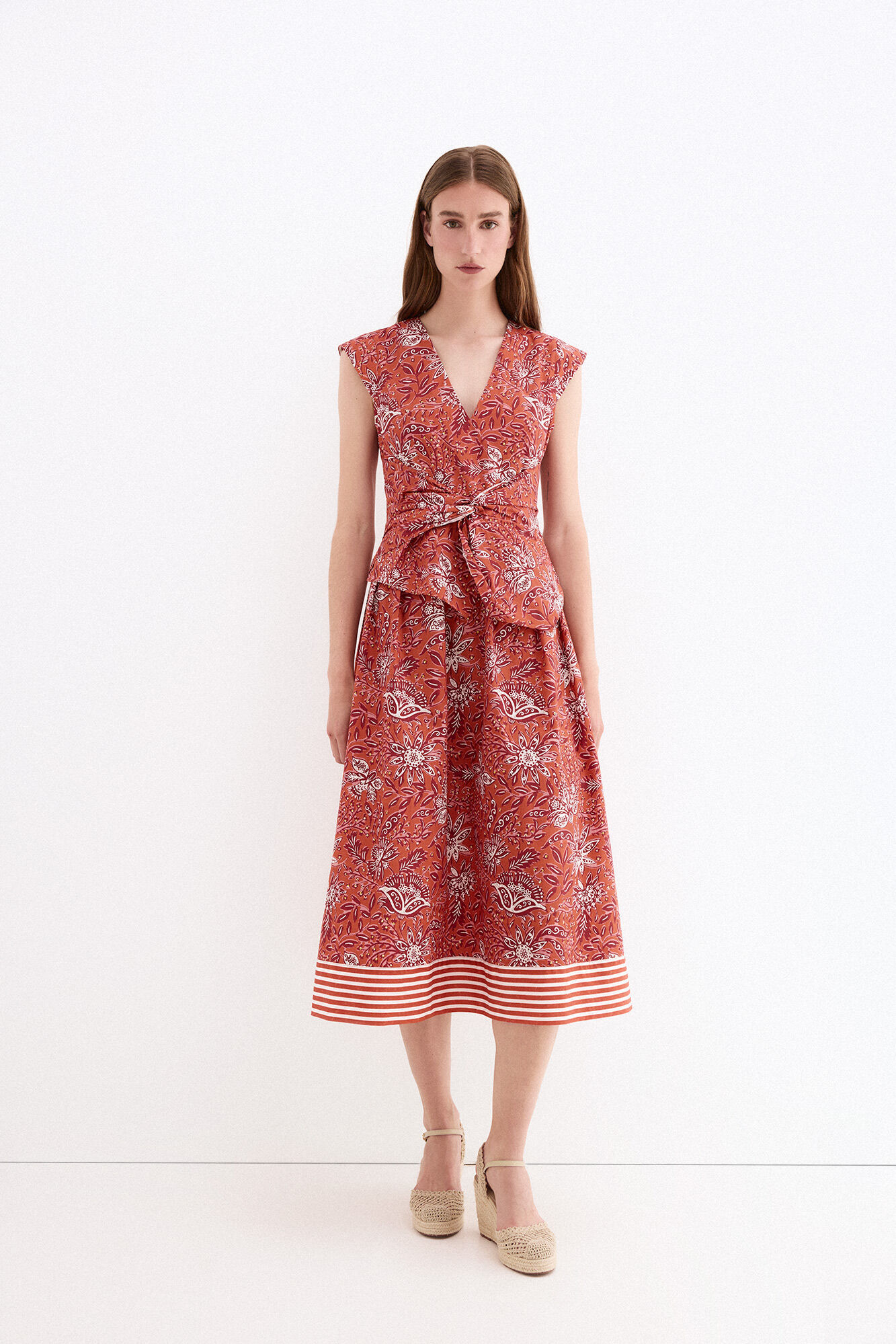 Pedro del Hierro Vestido estampado detalle lazo en cintura