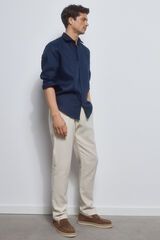 Pedro del Hierro Camisa ramio wrinkle free Azul