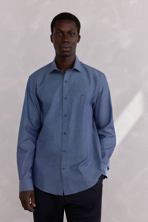 Pedro del Hierro Camisa estructura f&aacute;cil plancha + anti olor regular fit Azul