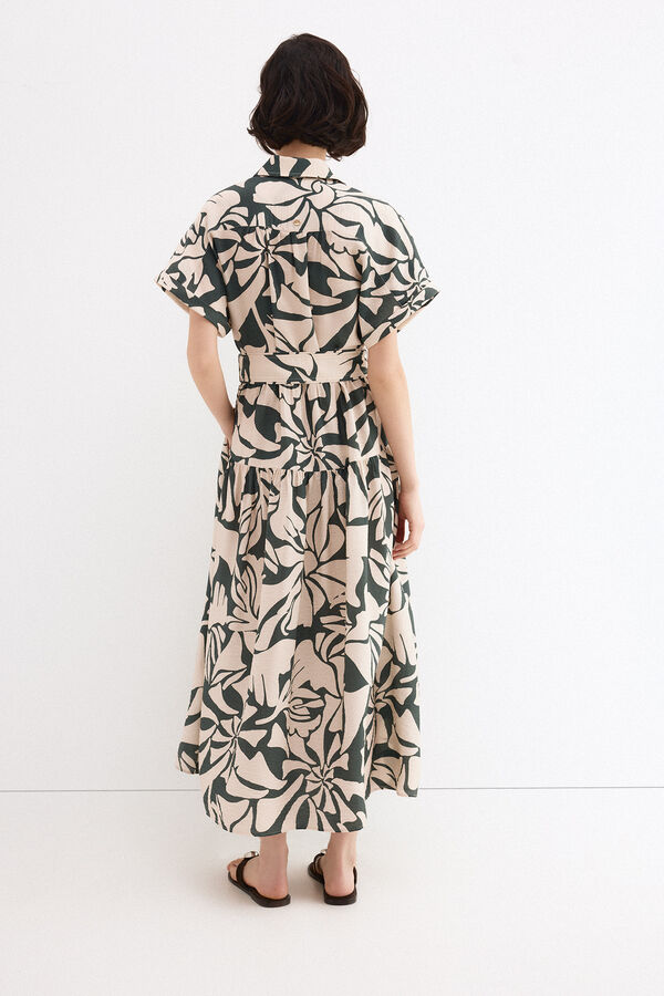 Pedro del Hierro Vestido camisero estampado Beige