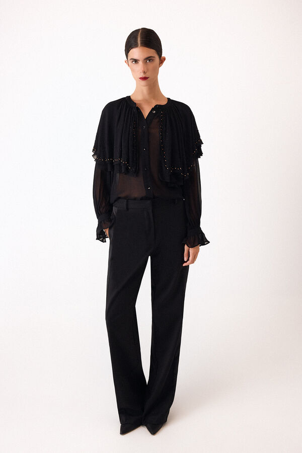 Pedro del Hierro Blusa capa bordada Preto