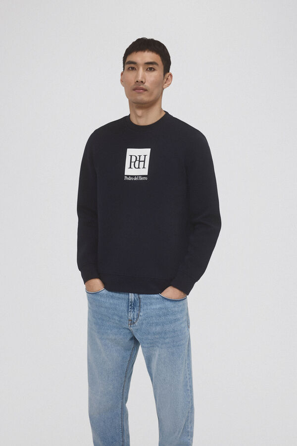 Pedro del Hierro Sudadera logo cuello caja Azul