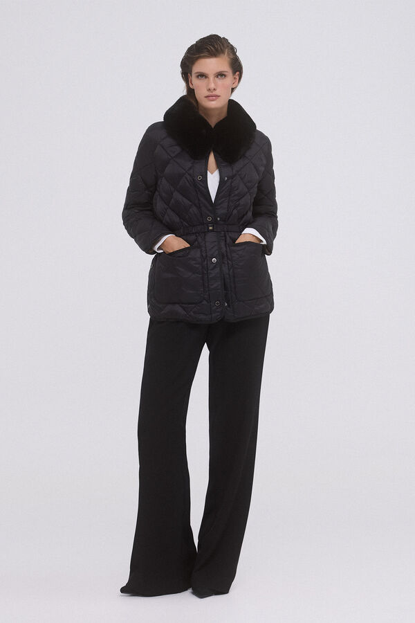 Pedro del Hierro Chaqueta acolchada cintur&oacute;n Negro