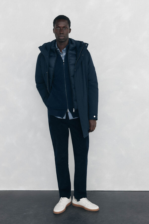 Pedro del Hierro Cardigan de algod&atilde;o premium para o Natal com fecho de fecho-&eacute;clair Azul