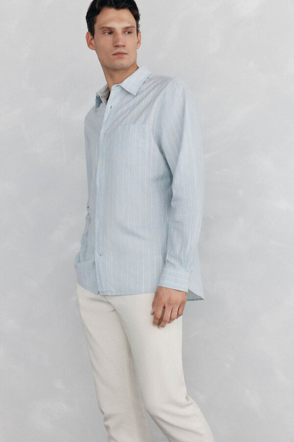 Pedro del Hierro Camisa riscas   Azul