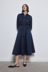 Pedro del Hierro Vestido camisero de popelin Azul