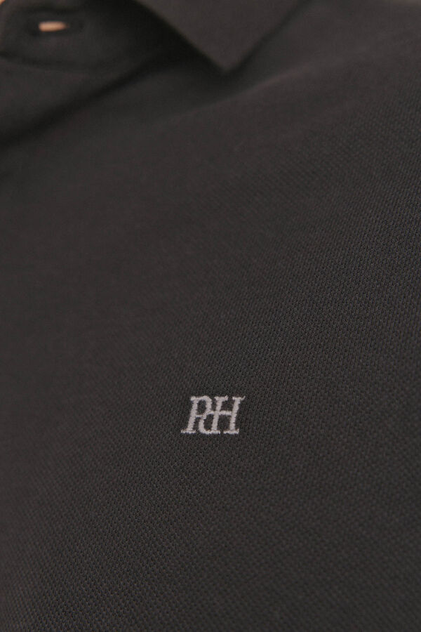 Pedro del Hierro Camisa polo b&aacute;sica em piqu&eacute; manga comprida Preto